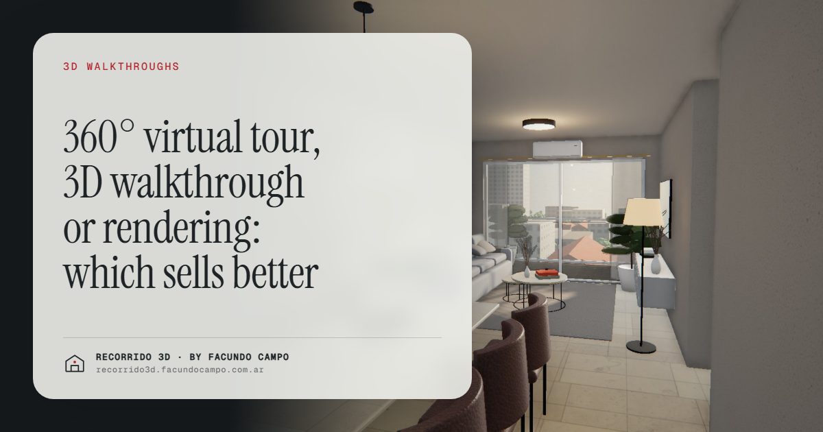 360° virtual tour, 3D walkthrough or rendering: which sells better · Recorrido 3D