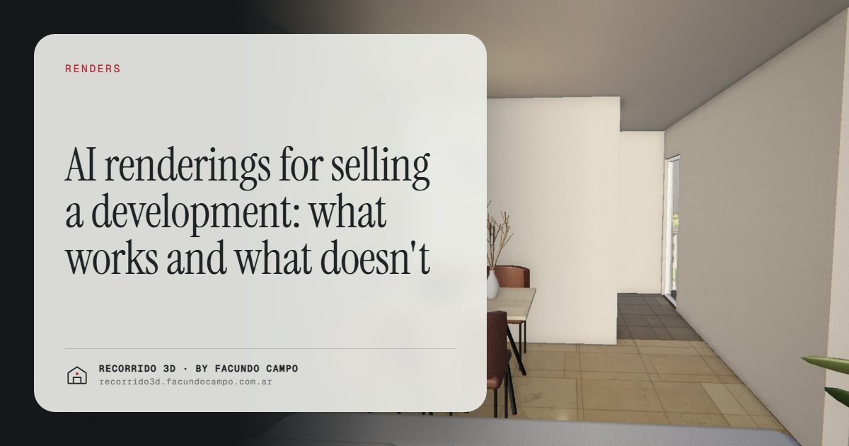 AI renderings for selling a development: what works and what doesn't · Recorrido 3D