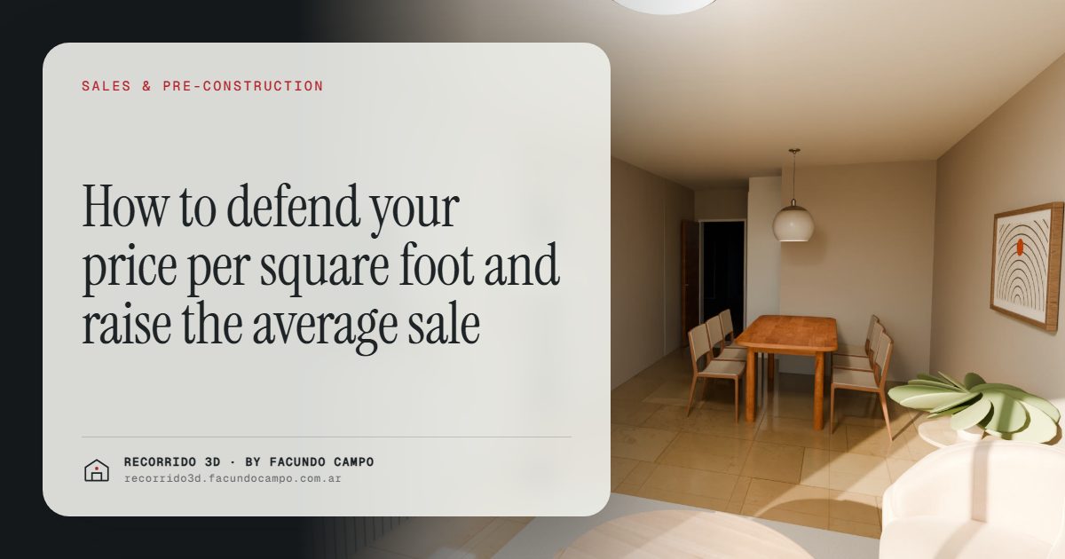 How to defend your price per square foot and raise the average sale · Recorrido 3D