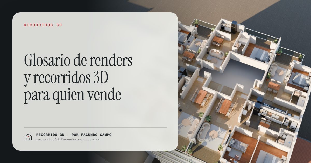 Glosario de renders y recorridos 3D para quien vende · Recorrido 3D
