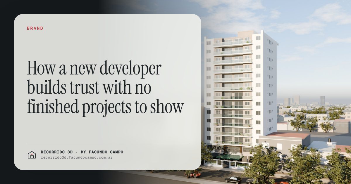 How a new developer builds trust with no finished projects to show · Recorrido 3D