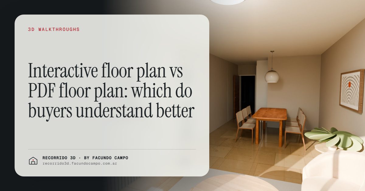 Interactive floor plan vs PDF floor plan: which do buyers understand better · Recorrido 3D
