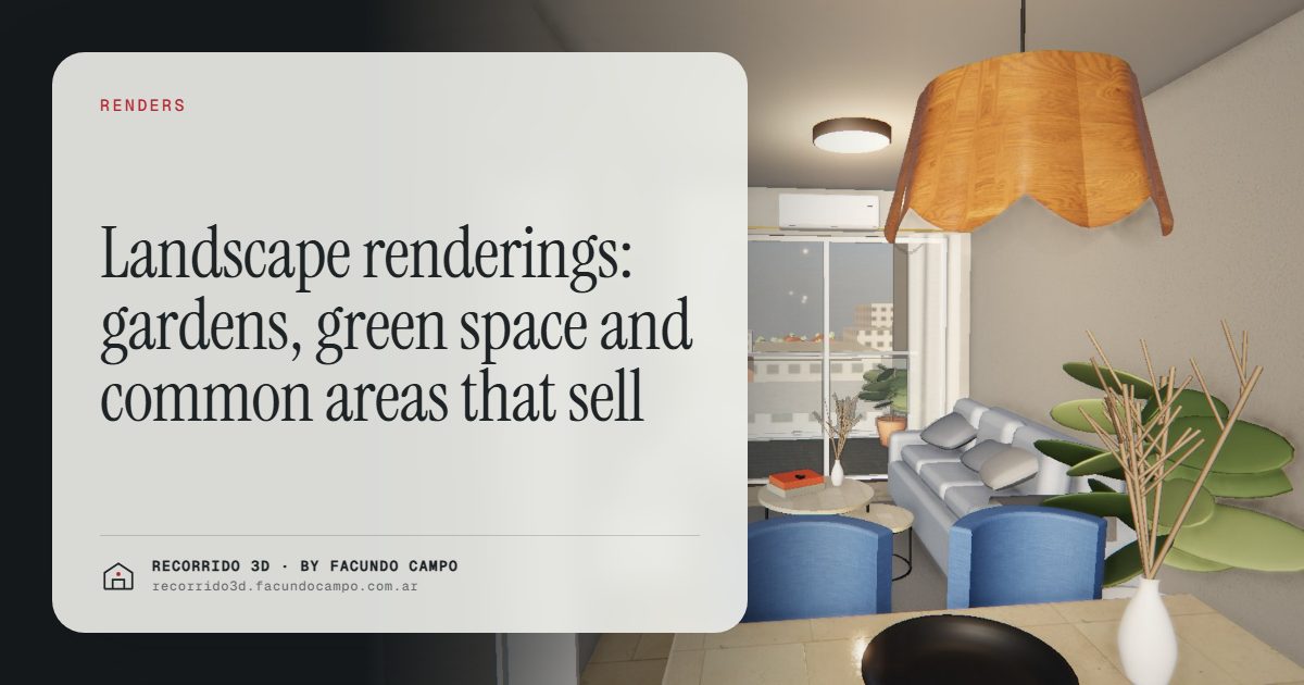 Landscape renderings: gardens, green space and common areas that sell · Recorrido 3D