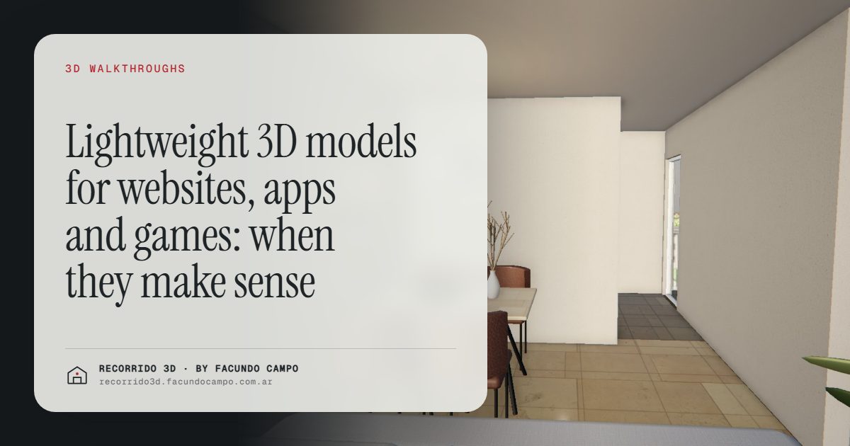 Lightweight 3D models for websites, apps and games: when they make sense · Recorrido 3D