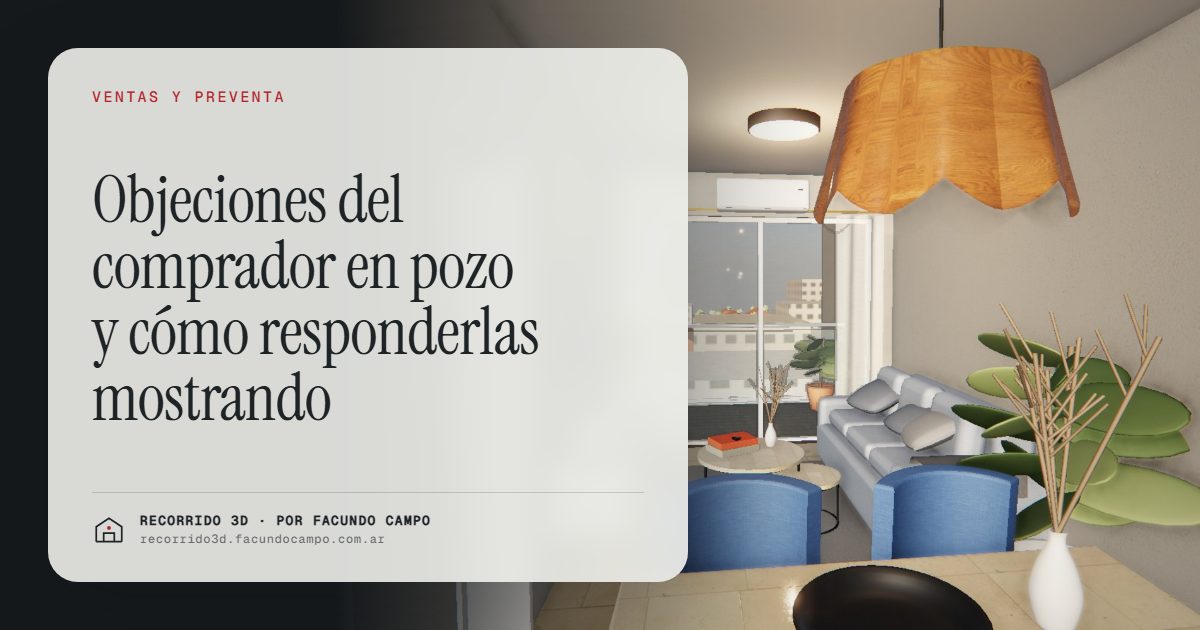Objeciones del comprador en pozo y cómo responderlas mostrando · Recorrido 3D