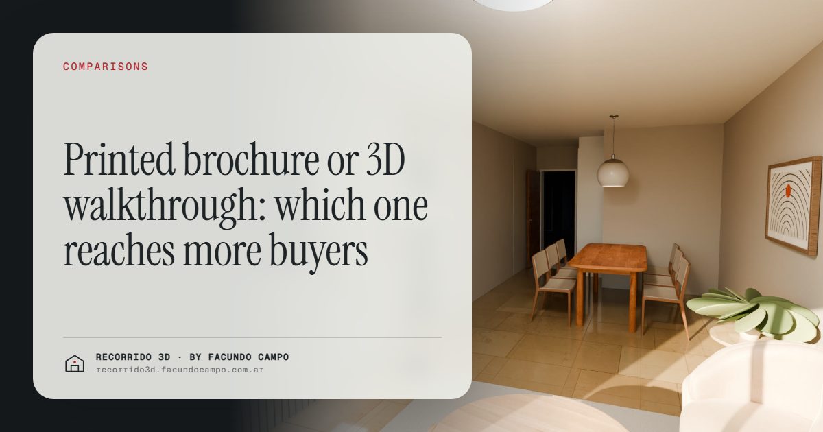 Printed brochure or 3D walkthrough: which one reaches more buyers · Recorrido 3D