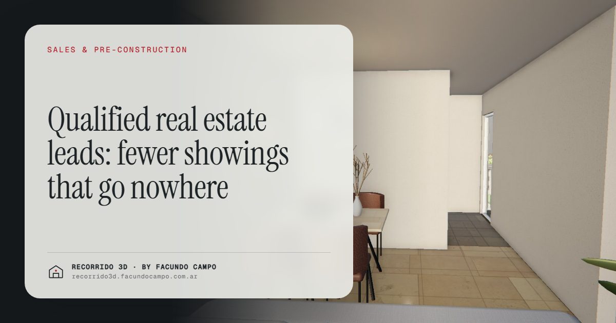 Qualified real estate leads: fewer showings that go nowhere · Recorrido 3D