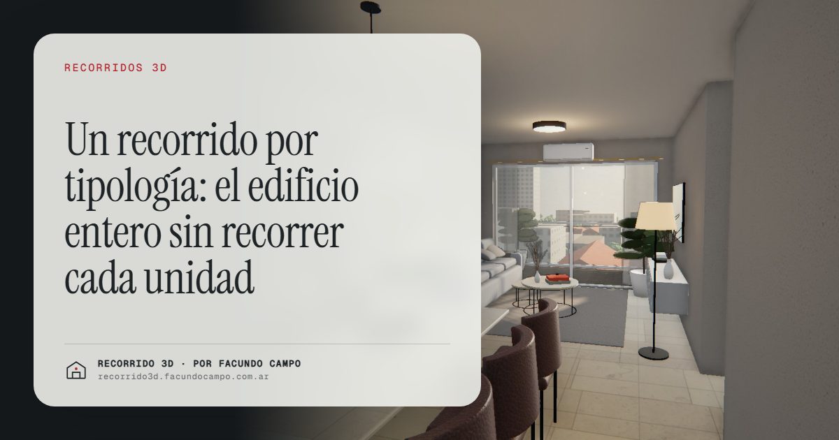 Un recorrido por tipología: el edificio entero sin recorrer cada unidad · Recorrido 3D