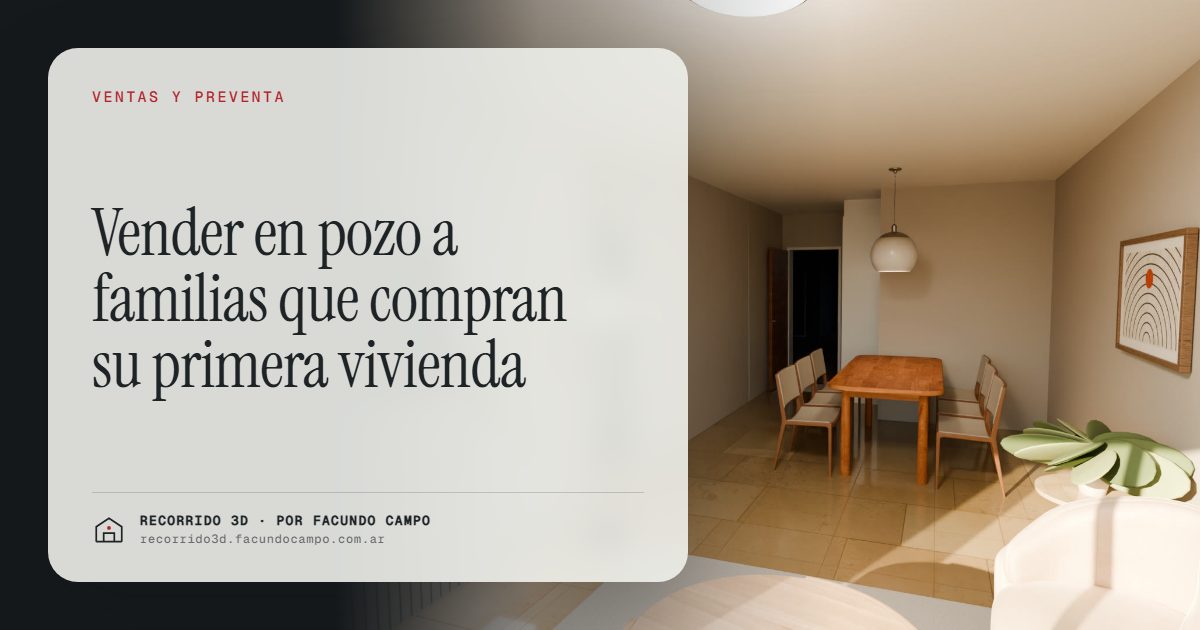Vender en pozo a familias que compran su primera vivienda · Recorrido 3D